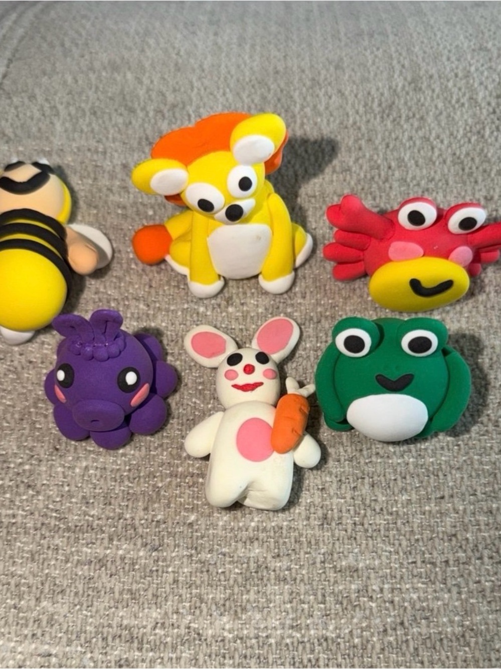 Cute Adorable Handcrafted Polymer Clay Figures - Total of 6